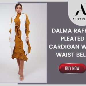 Dalma Raffle Pleated Cardigan With Waist Belt