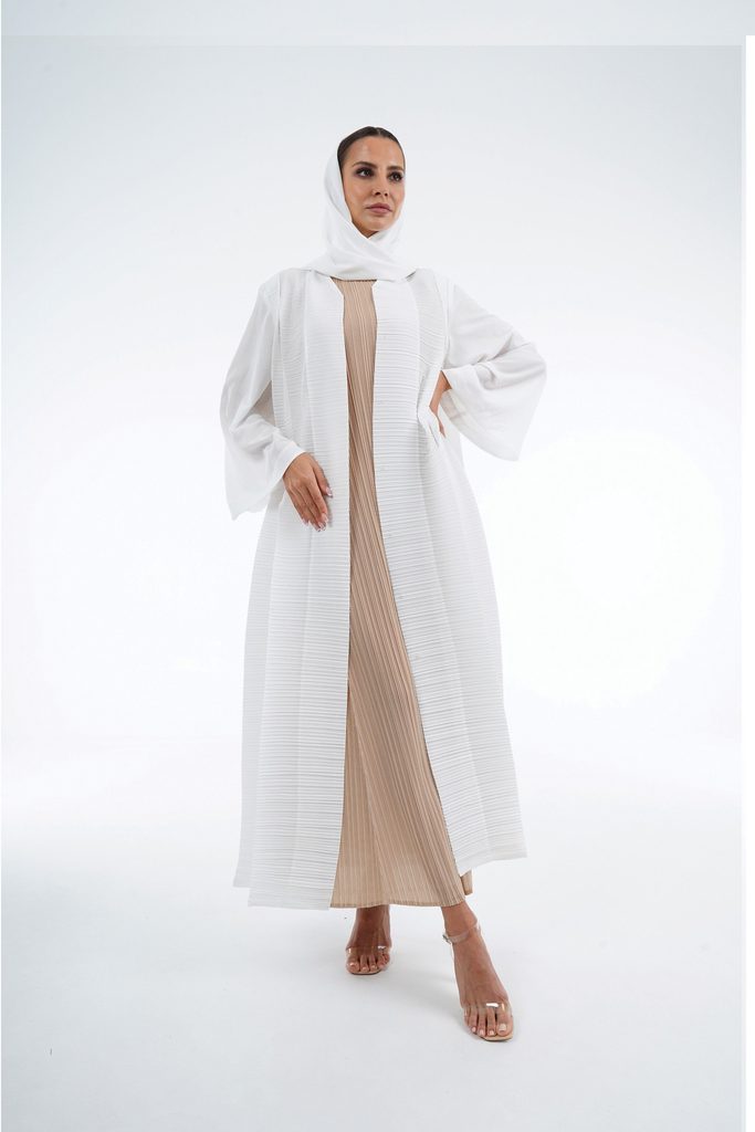 Pleated Abaya With Large Fold Detail And Shayla