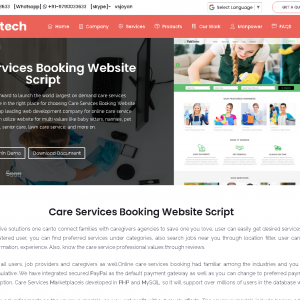 Readymade php Care Services Booking Website Script