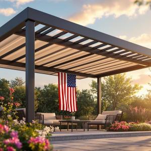 Louvered Roof Pergola, Pergola Awning, and Glass Sliding Wall for Modern Spaces