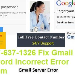 +1-877-637-1326 Fix Gmail Password Incorrect Error Problem