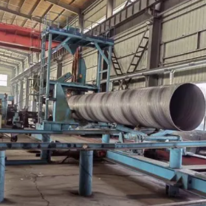 Spiral welded pipe forming process