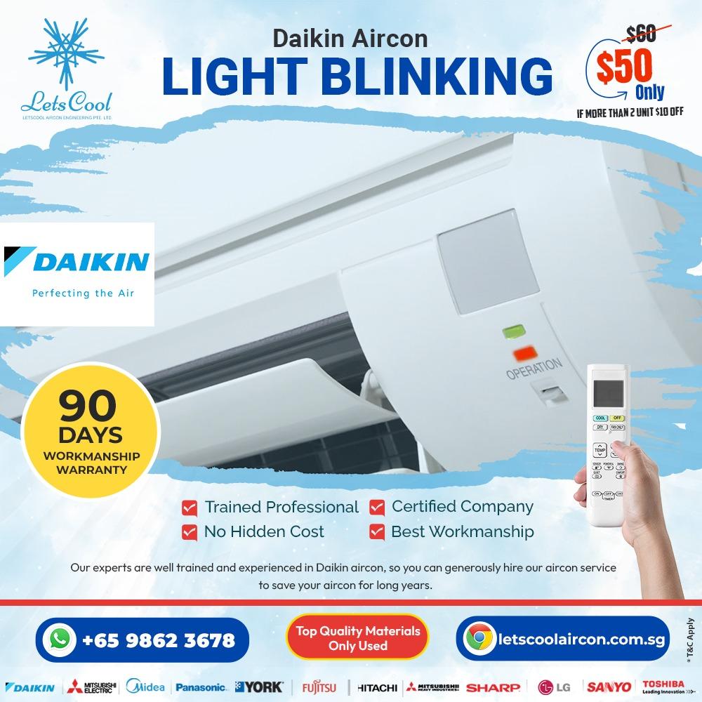 Can aircon servicing prevent Daikin light blinking problems?