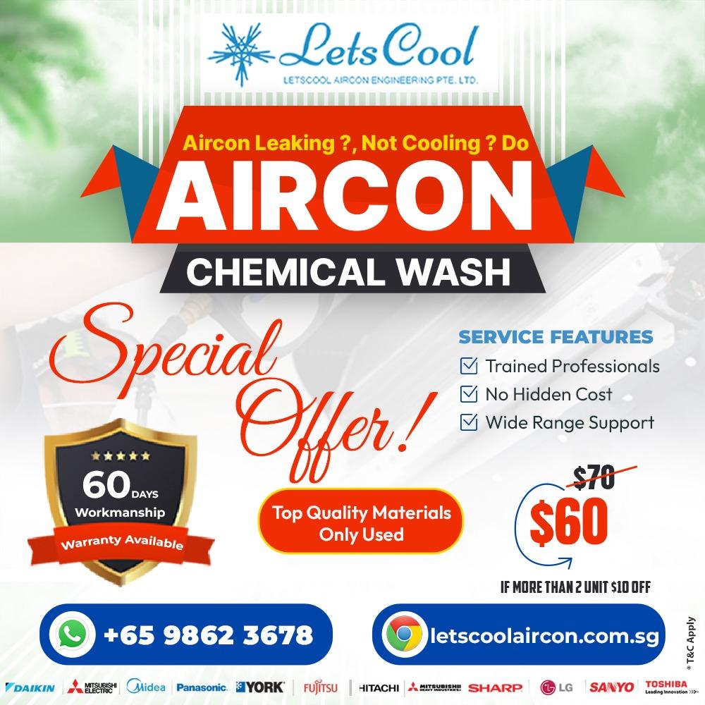 What chemicals are used in the aircon chemical wash?