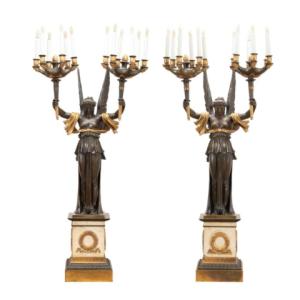 French Empire Bronze 12-light Victory Candelabra Bring $27,225 at Ahlers & Ogletree Auction