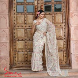 Casual Beauty - Printed Saree with Embroidered Border